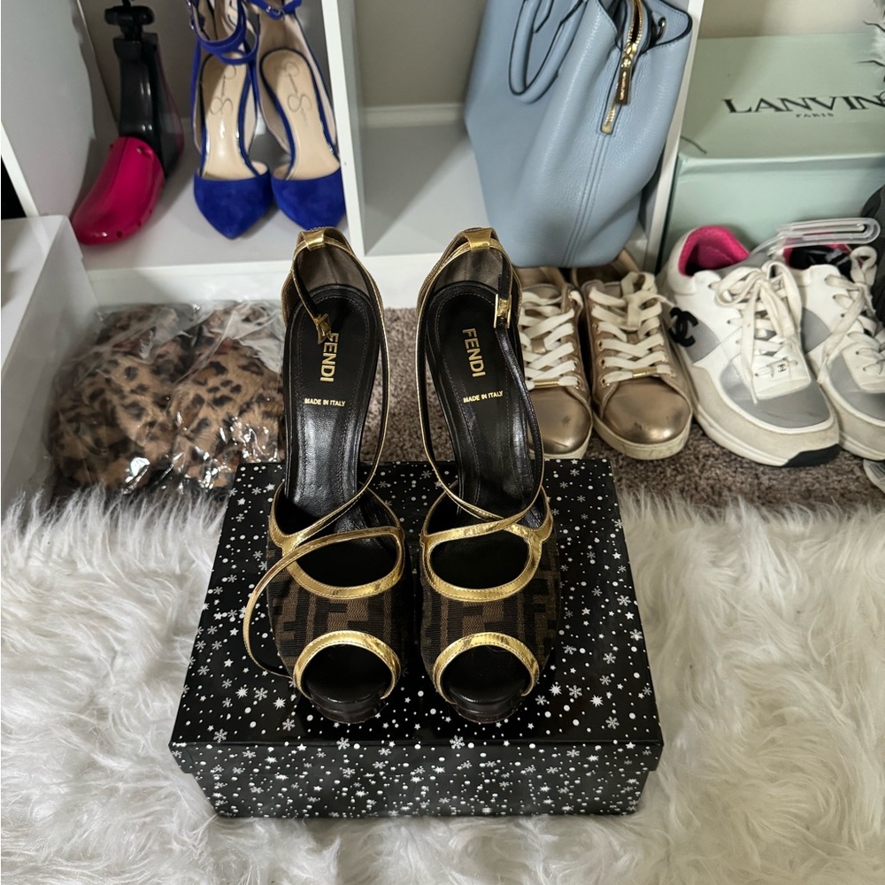 Fendi
Brown Zucchino Canvas Platform Heel